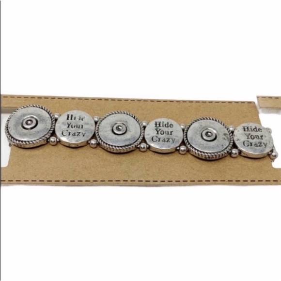 HIDE YOUR CRAZY elastic stretch silver bracelet NEW - Picture 4 of 5